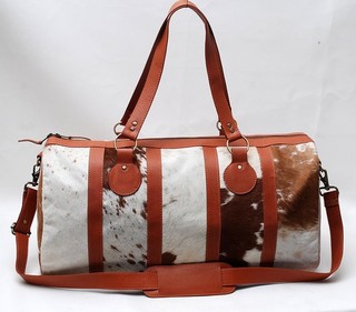 100% Natural COWHIDE Duffel Bag Hair On Leather TRAVEL Bag Luggage Bag SA 219