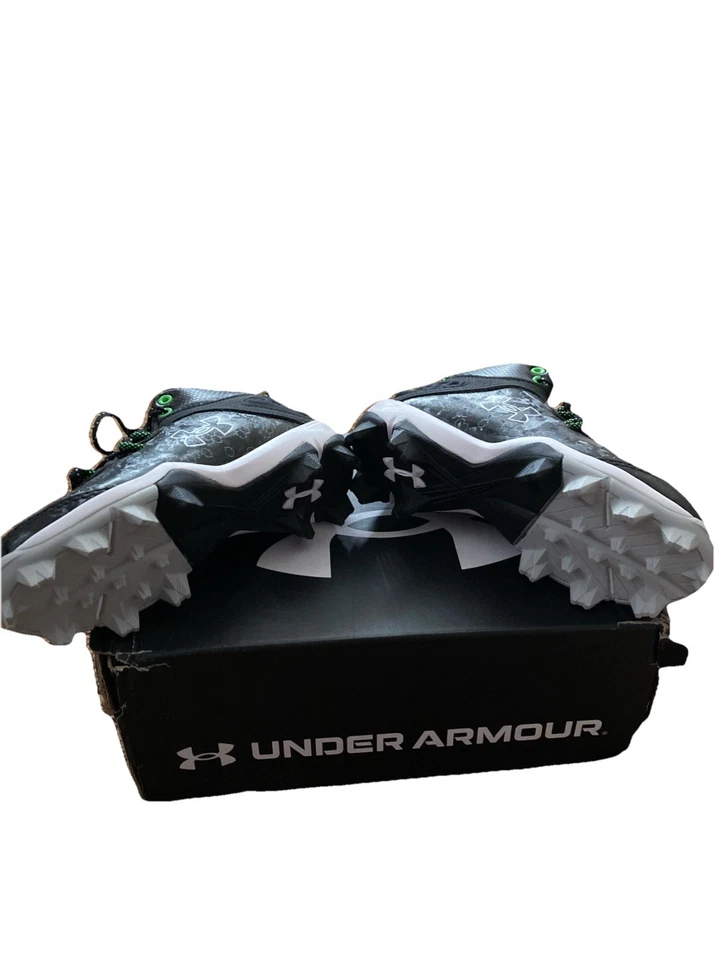 Nuevo Zapato de Béisbol Under Armour Harper 8 Mid TPU Jr para Niños Talla 12K, Negro/Verde Nuevo Foto 4 de 4