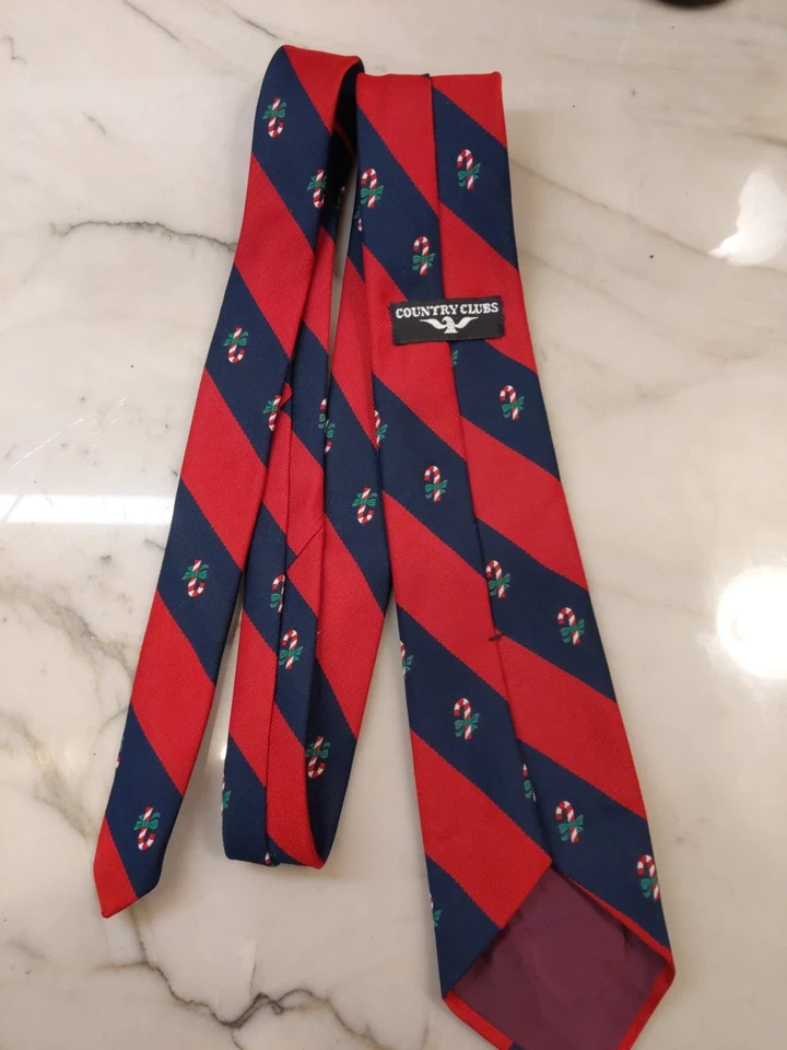 Corbata Retro Vacacional - Estampado Bastón de Caramelo, Clubes de Campo, Novedad Navidad Foto 4 de 4