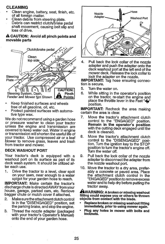 Mower Tractor Operator Manual Craftsman 917-28861 26HP 54” E-Start ...