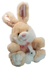 Adorable Plush Bunny With Baby Bunny Stuffed Animal 17" Toy peach color