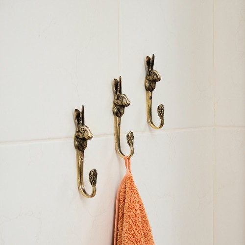 Kaninchen Wandhaken, starker Messing Badetuchhaken, Kinderzimmerhaken. - Bild 7 von 12