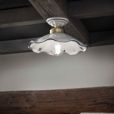 FerroLuce Plafoniera in ceramica dipinta a mano dalle linee rustiche e classiche