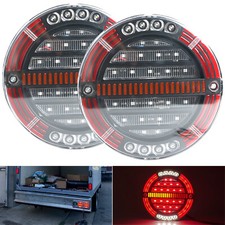 2x 5.5" Rear Round Hamburger Led Tail Lights Lamp Flush Fit Slim Slimline 12v24v