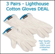 Coin Handling Lighthouse Gloves 100% Cotton PROOF UNC Safe 3 Quality Pairs Deal