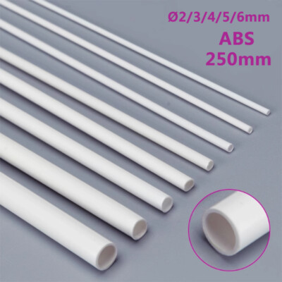 Ø2/3/4/5/6mm Hohl Weiß ABS Kunststoffrohr Rundstab Modell Bastel DIY Länge 250mm