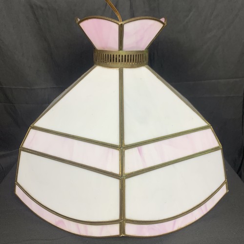 Vintage Ceiling Lamp slag glass Pink White Hanging Ceiling 16”D “Z ...