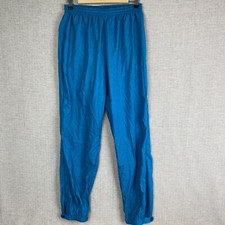 Vtg Columbia Nylon Track Pants Womens Size M Aqua Blue 90s Zip Ankle with Snap