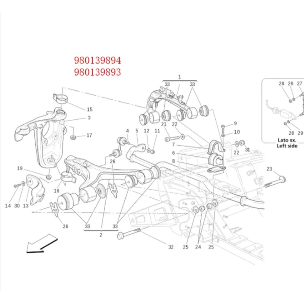 Maserati Gran Turismo Front Upper/Lower Control Arm Kit R/L 930139984
