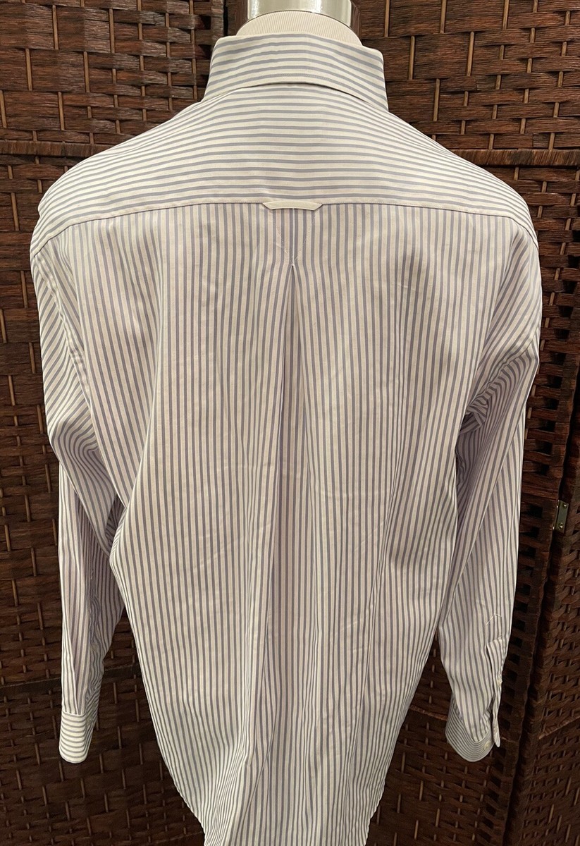 mine dress shirts MINE Classic Black Label Dress Shirt Blue White Striped Mens L London Milan  NY