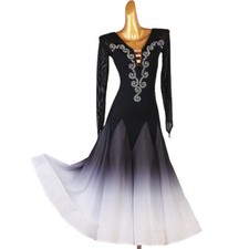 NEW Latin Ballroom Dance Dress Modern Salsa Waltz Standard Long Dress F650 Black