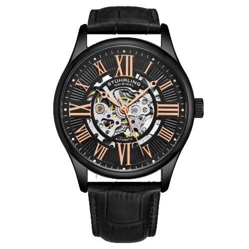NEW Reign Commodus Automatic Leather-Band Skeleton Watch  display picture 3