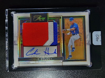 COLIN HOUCK 2024 Panini Three and Two GOLD HOLO PATCH AUTO #06/10 NEW YORK METS