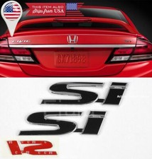 2 4.3 X 1 Black Si Emblem Decal Sticker Badge For Civic Trunk Fender Lip 2 4.3 X 1 Black Si Emblem Decal Sticker Badge For Civic Trunk Fender Lip