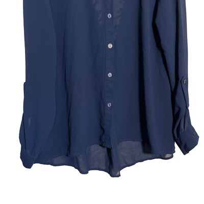 navy sheer blouse