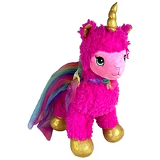 Build A Bear Pink Sparkle LlamaCorn Plush Llama Unicorn Rainbow Net Outfit Toy