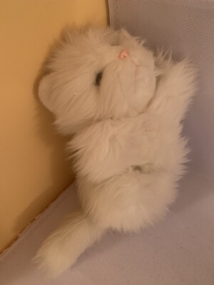 Dakin weiße flauschige Katze Kätzchen Hand Plüsch Puppe Spielzeug 13 Zoll Vintage 1986