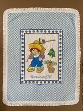 Vintage 80's Huckleberry Pie Quilted Baby Blanket 45" x 36" Strawberry Shortcake