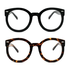 Oversized Round Thick Horn Rim Clear Lens Fashion Eye Glasses