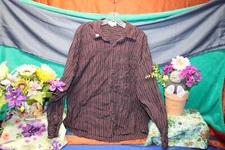 Sostanza Men's Purple Striped Button-Down Dress Shirt Size X-Large classic golf