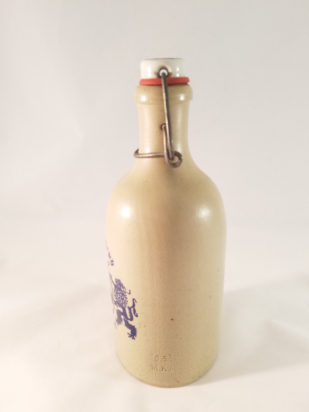Franz Joseph Jubelbier German Stoneware Beer Bottle with Porcelain