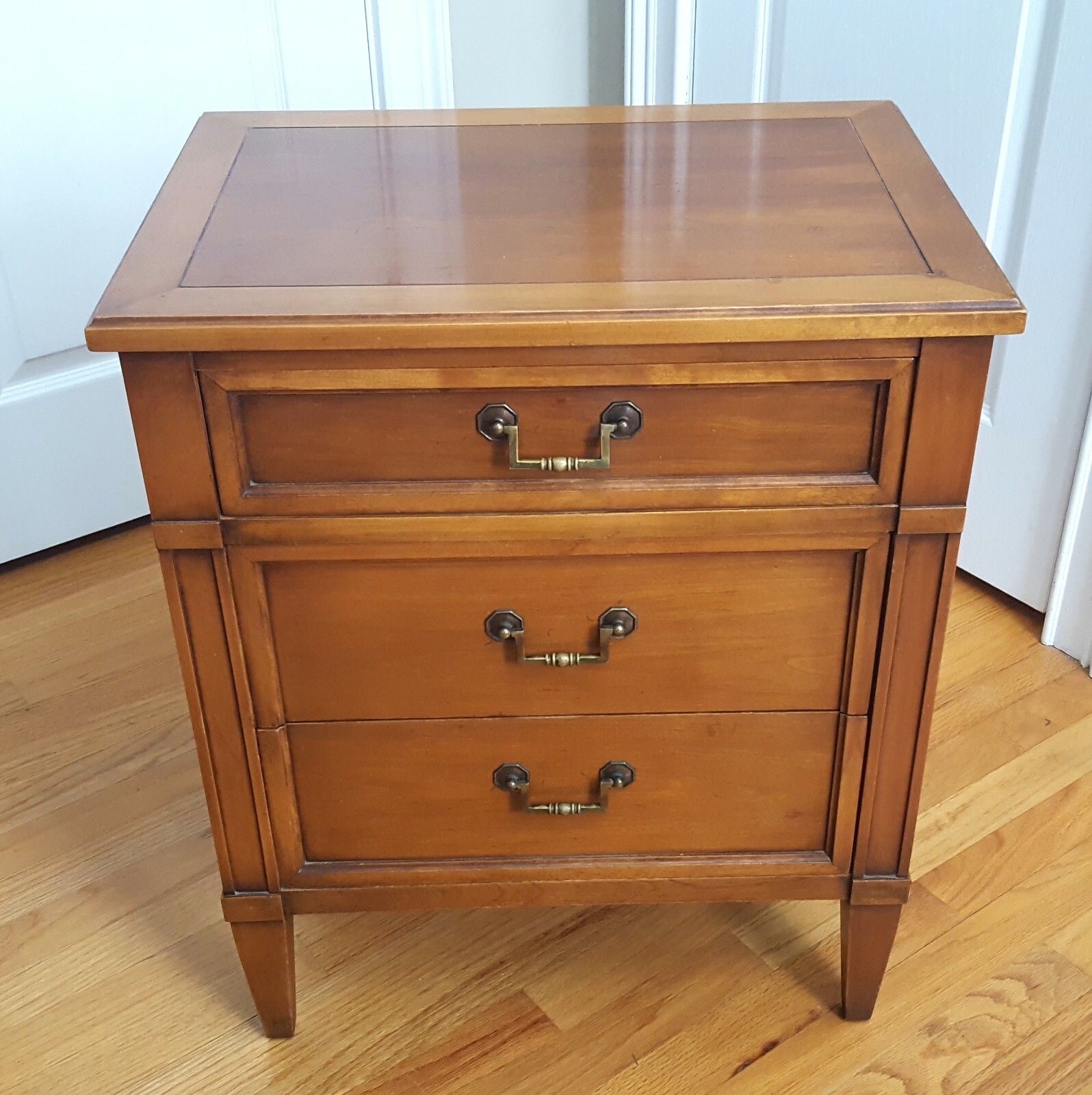 Vintage MCM Small Nightstand Three Drawers Beautiful Solid Wood