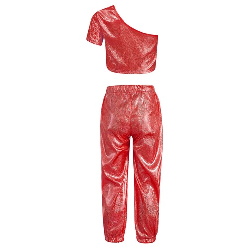 Girls Outfits Kids Set Elastic Waistband Costume Stretchy Pants 2pcs Crop Top - Picture 48 of 66