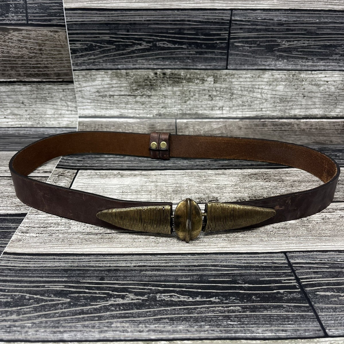 VTG Chico leather braid elastic black belt with enamel buckle size M statement Chico main image 2