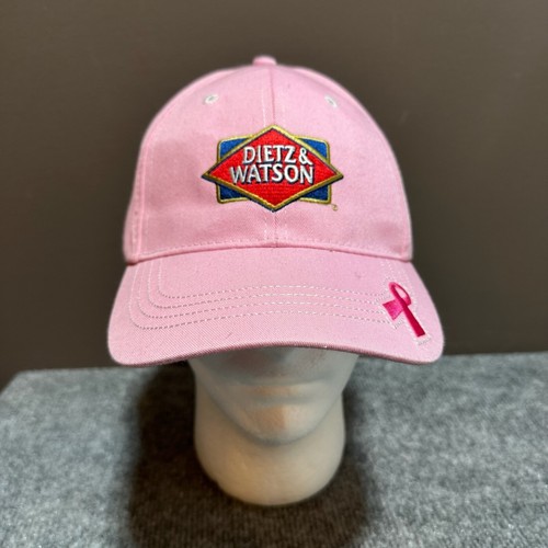 Dietz & Watson Hat Cap Adult Pink Adjustable Strap Breast Cancer Ribbon Shwag