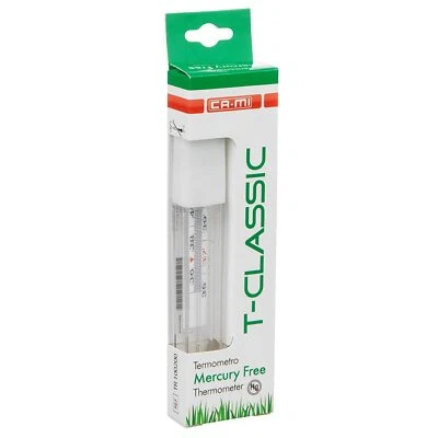 CA-MI T-Classic Termometro Tradizionale Clinic Vetro Mercury-Free Celsius