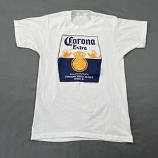 Vintage 80s Corona Extra Beer Promo Shirt White Medium Single Stitch VTG 80s 90s