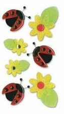 LADYBUGS Ladybug Lady Bugs Insects Flowers Daisies Jolee's Epoxy stickers