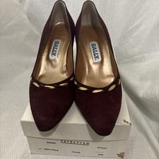 LADIES WOMENS VINTAGE BALLY PUMPS RED BURGUNDY SIZE 7.5m