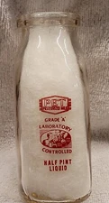 Vintage Half Pint Milk Bottle PET Dairy Products Ice Cream Advertising