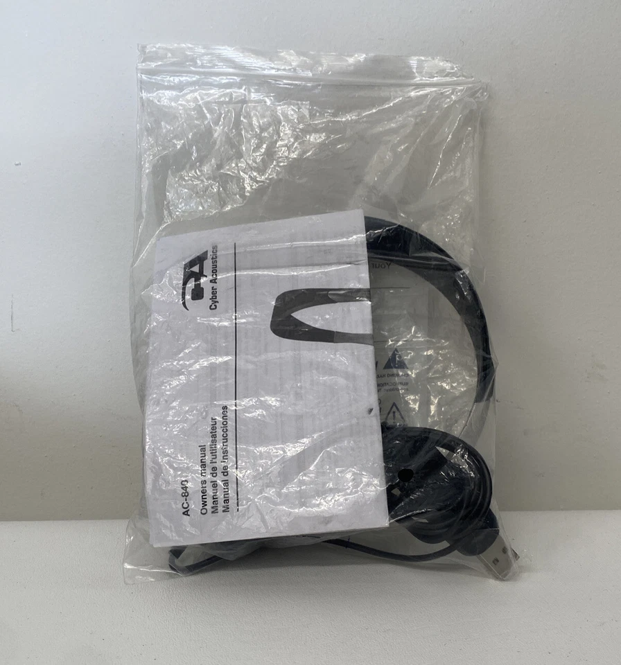 New Cyber Acoustics AC-840 Usb Mono Headset Internet Communication & Boom Mic - Image 3 of 3