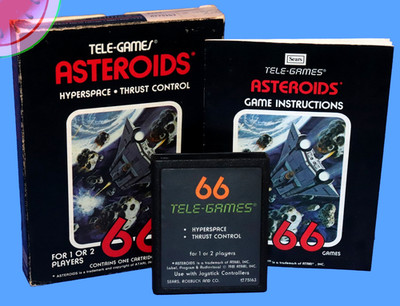 TESTED Atari 2600 Game ASTEROIDS Sears Tele-Games Complete CIB 7800+ Arcade