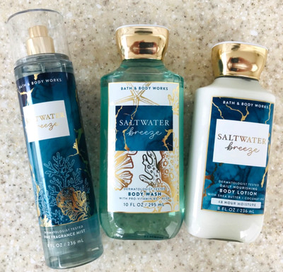 3pc SALTWATER  BREEZE Body Wash + Body Lotion + Fragrance Mist SET of 3