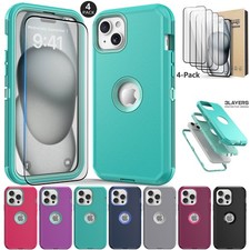 For iPhone 15 Plus Heavy Duty Phone Case Rugged Hybrid Cover / Screen Protector