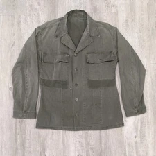 Vintage WW2 US Military HBT Herringbone Fatigue Shirt Jacket Womens L *READ