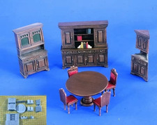 1/35 Scale Resin Dining Room Furniture Kit – Table, Chairs, Cabinets & Shelves
