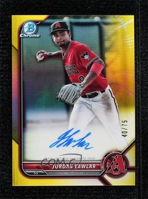 2022 Bowman Chrome Prospect Yellow Refractor 40/75 Jordan Lawlar Auto o8g