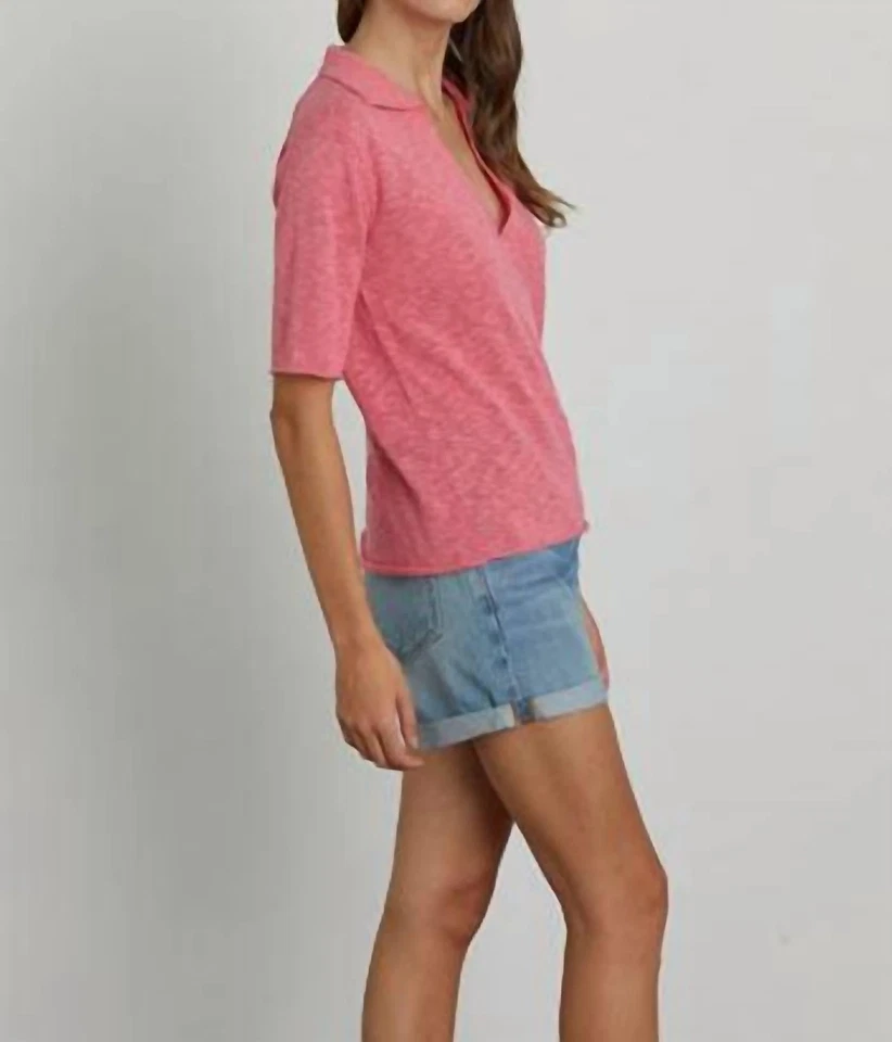 Velvet By Graham & Spencer Velvet Linen Polo Torie Top Size L Foto 2 de 4