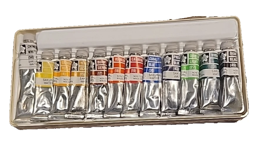 Япония Сакура специальные акварели в трубках 12 цветов открытая коробка - Изображение 3 из 3