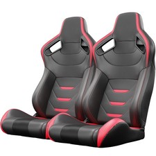 Racing Seats Red Pvc Leather Reclinable Carbon Look Adjustable For Volvo