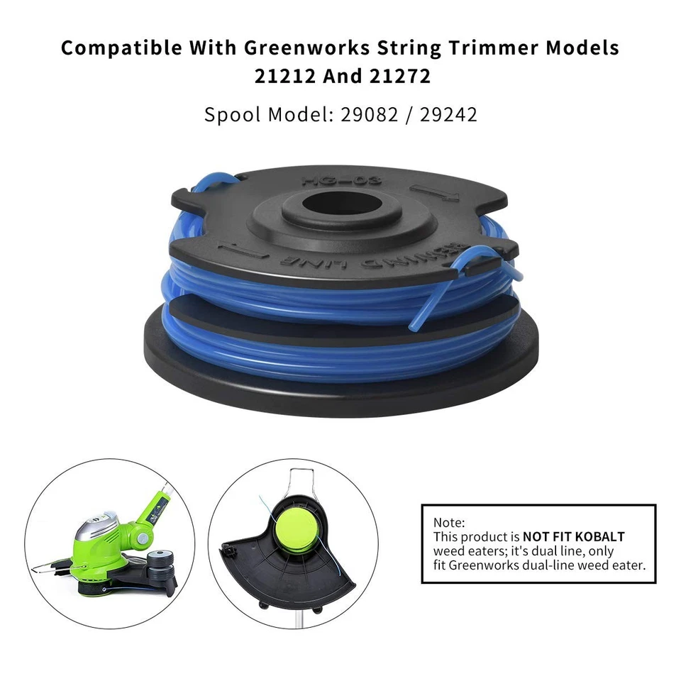 String Trimmer Dual Line - Replacement Spools for Greenworks 21212 and 21272 - Image 2 of 4