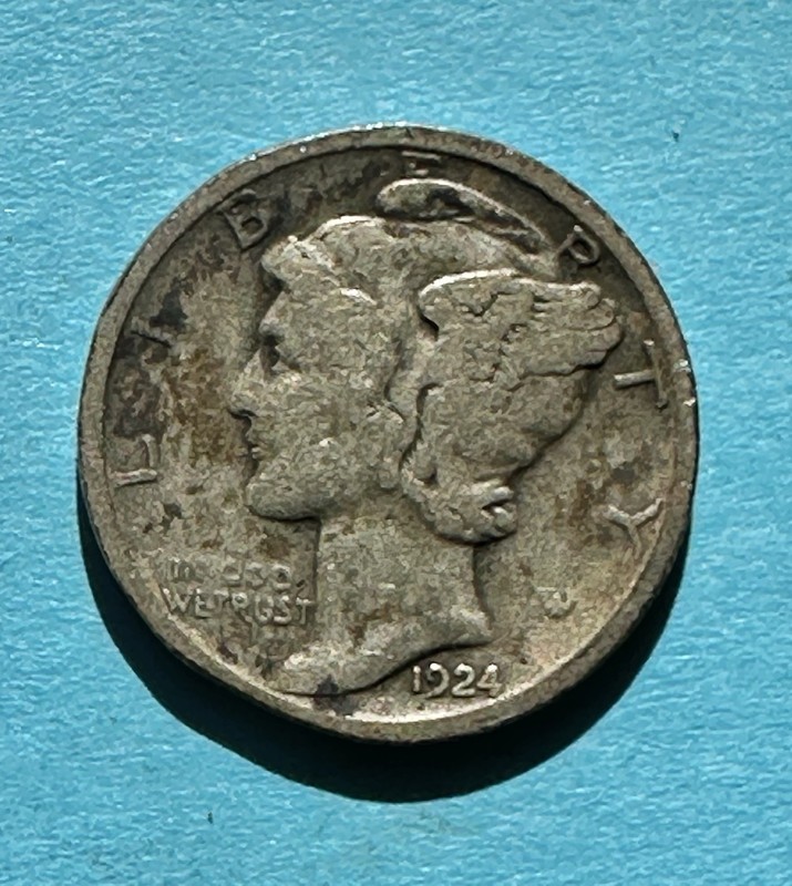 1924 Mercury Dime. 90% Silver. Good Condition. Charity Auction/Animal Rescue.