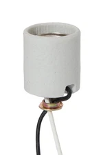 B&P Lamp® Keyless Unglazed Porcelain Medium Base Socket with 18 Inch Long Wire