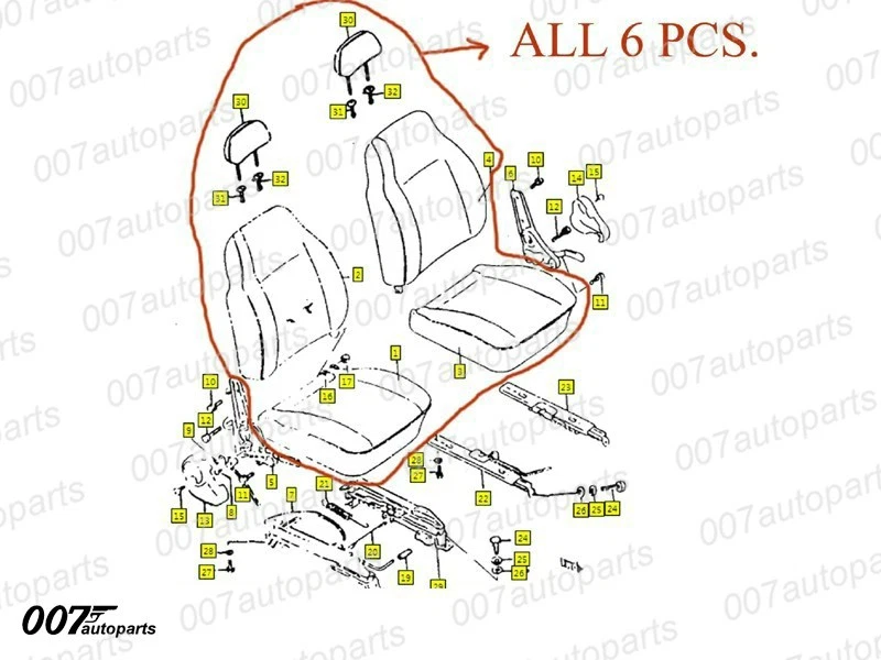 Для Suzuki Samurai SJ413 SJ410 валик асси комплект RH + LH все 6 шт. подлинный OEM - Изображение 2 из 4