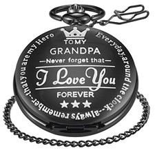 Fathers Personalized Engraved Pocket Watch, Engraved Dad, Grandpa Grandpa-Black