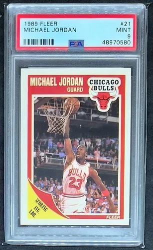 1989 FLEER MICHAEL JORDAN #21 PSA 9 MINT BULLS 4TH YEAR ICONIC CARD NEW PSA CASE